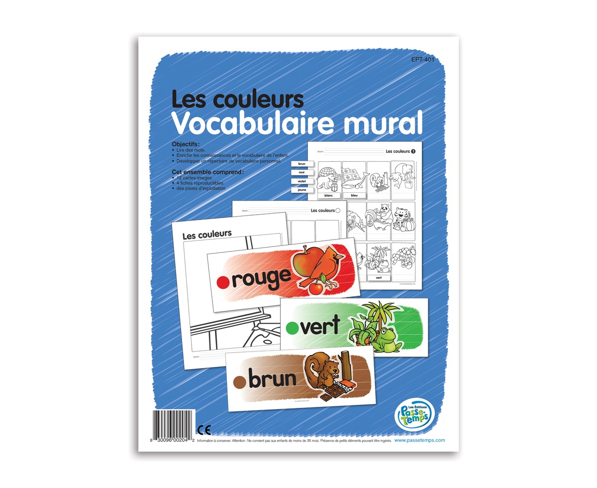 Vocabulaire mural de l'école Préscolaire Éditions PasseTemps