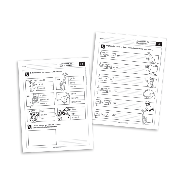 Français 1 -  Lire des mots et des phrases : Les animaux - Version numérique