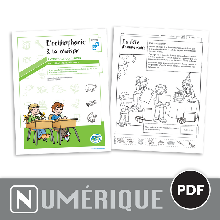 Orthophonie à la maison - Occlusives - Version numérique