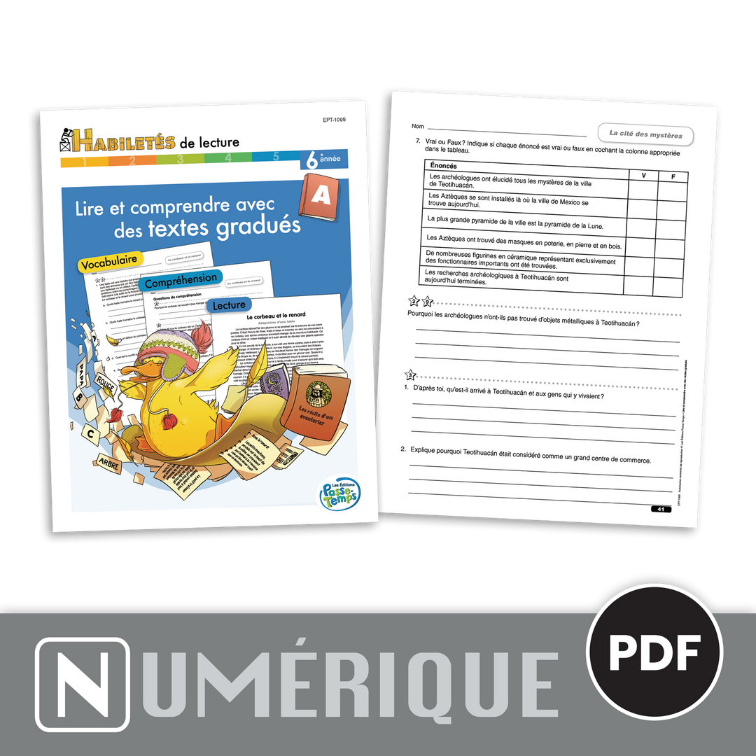 Lire et comprendre avec des textes gradués - 6e année - Cahier 1 - Version numérique