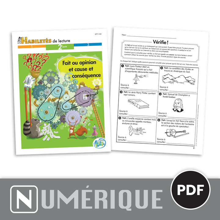 Habiletés de lecture - 2e cycle - Fait/opinion et cause/conséquence - Version numérique