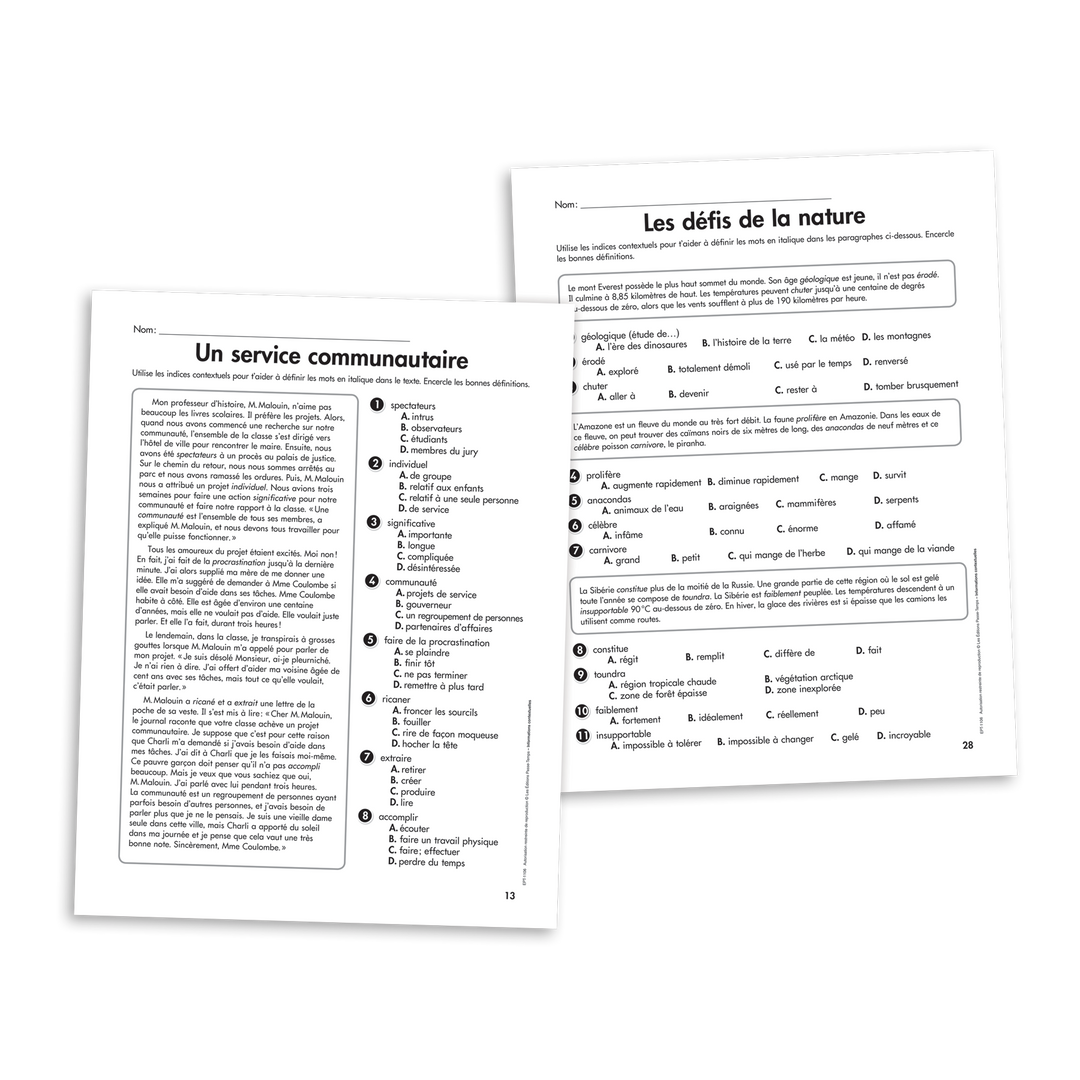 Habiletés de lecture - 3e cycle - Informations contextuelles - Version numérique