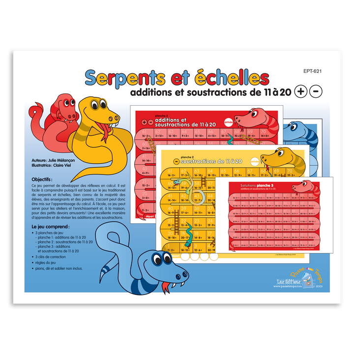 Serpents et échelles - additions et soustractions de 11 à 20