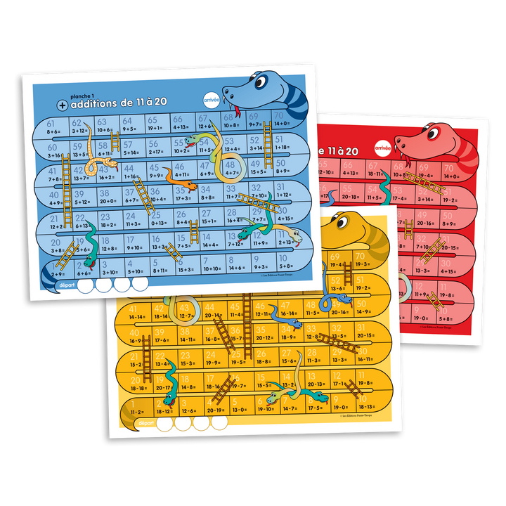 Serpents et échelles - additions et soustractions de 11 à 20