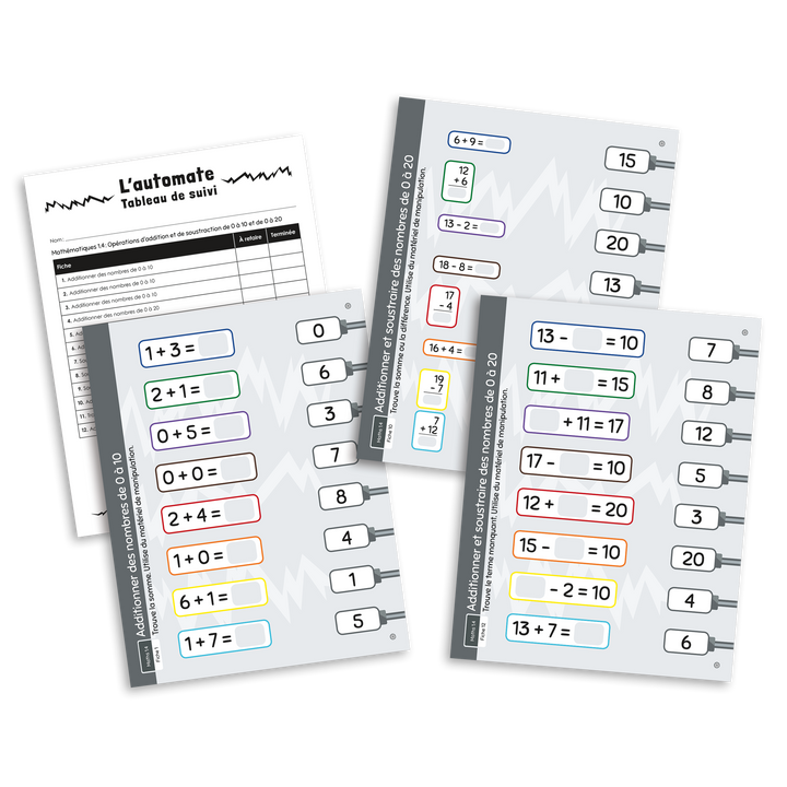L'automate - Mathématiques 1.4 Opérations d’addition et de soustraction de 0 à 10 et de 0 à 20