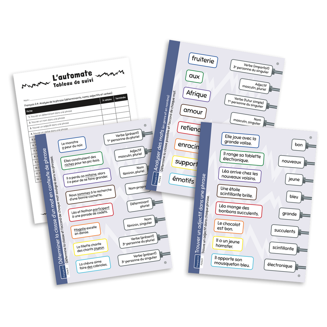 L'automate - Français 2.4 Analyse de la phrase (déterminants, noms, adjectifs et verbes)