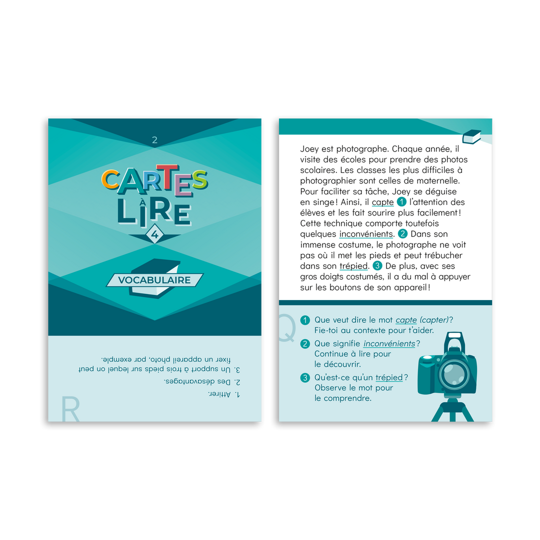Cartes à lire 4e année - Vocabulaire