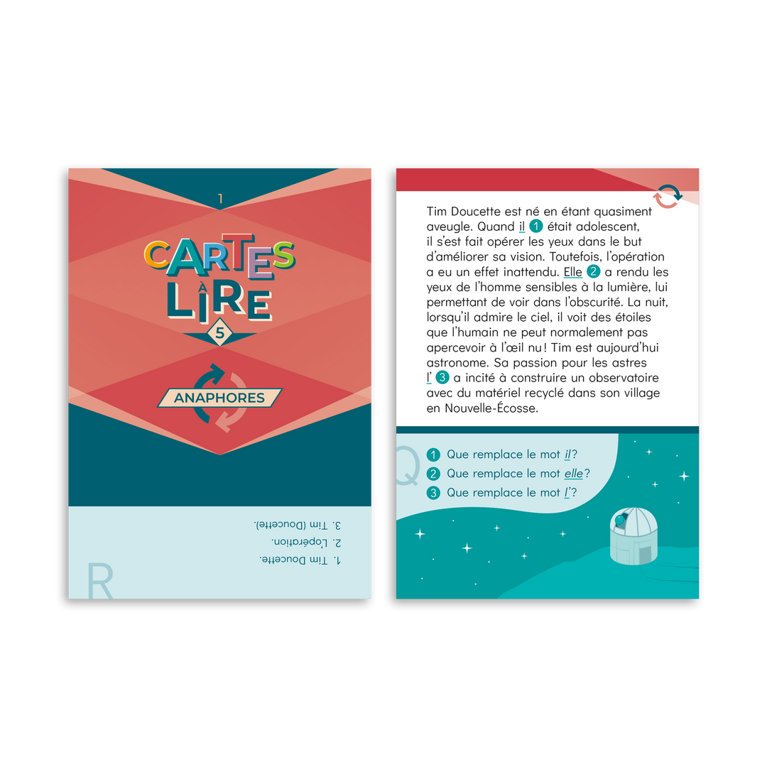 Cartes à lire 5e année - Anaphores
