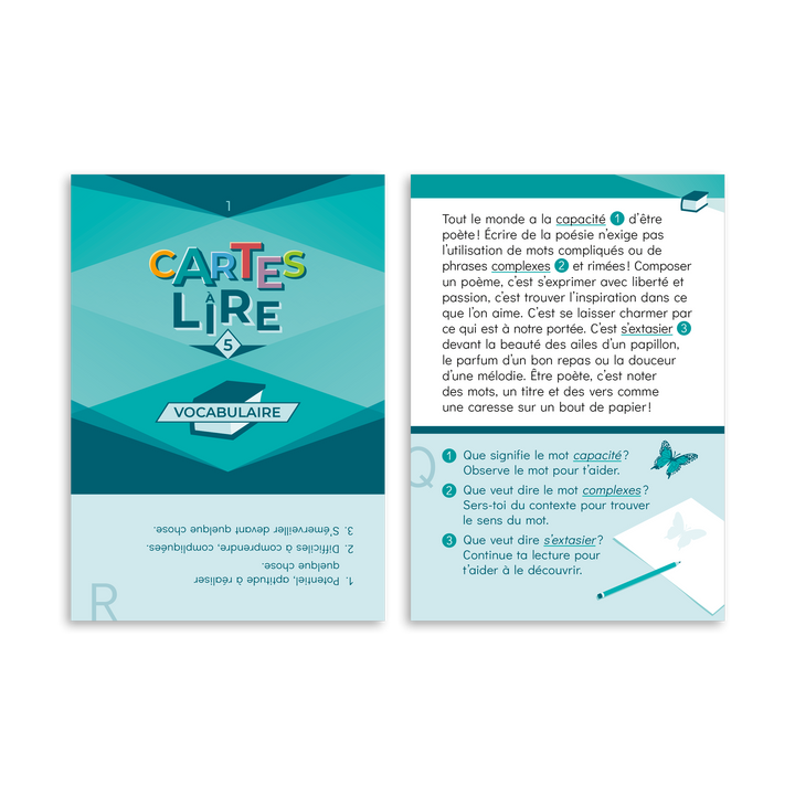 Cartes à lire 5e année - Vocabulaire