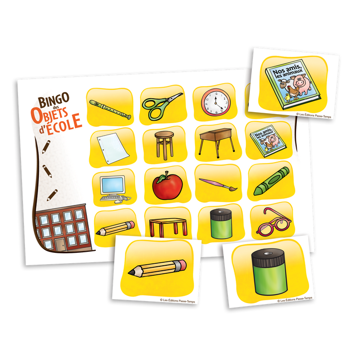 Bingo des objets d'école